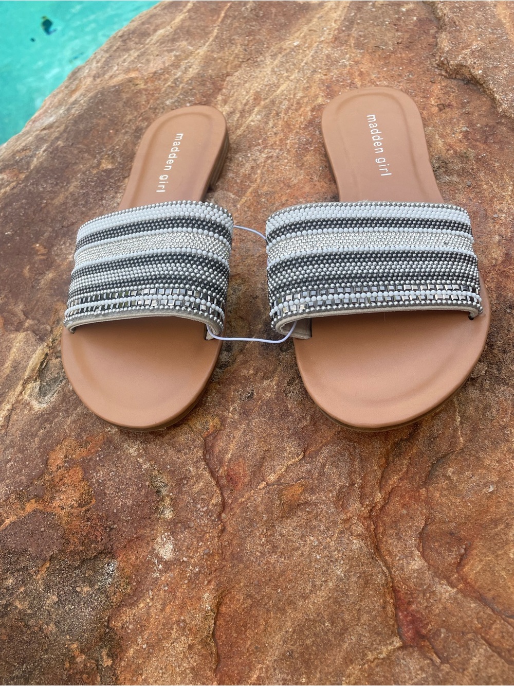 Madden Girl “Bestie” Beaded Wide Strap Slide Sandal NEW! - Picture 3 of 8